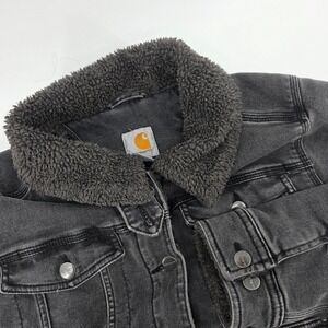 Carhartt Womens Sherpa Lined Denim Trucker Jacket Rugged Flex Size XL 16/18